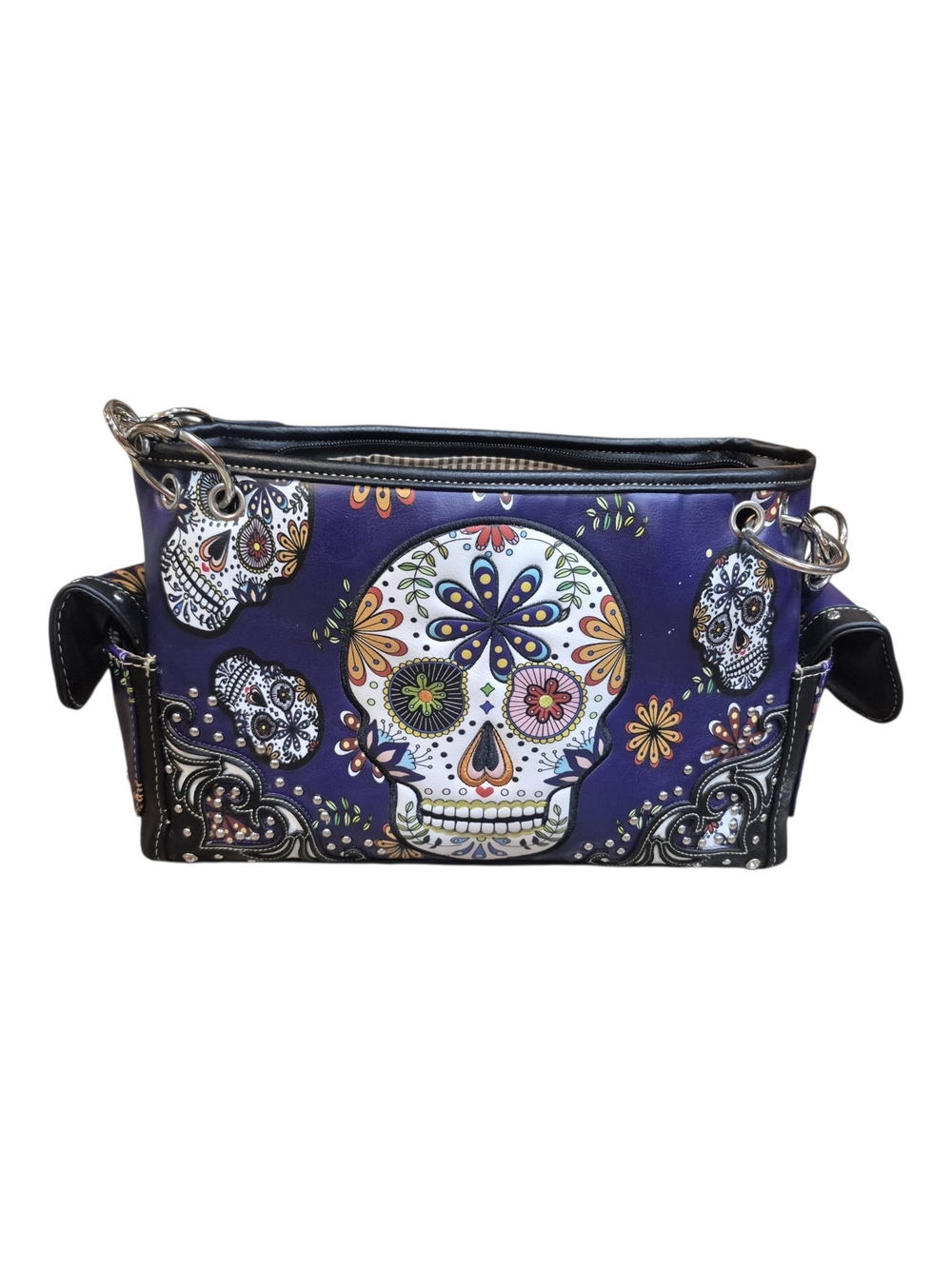 Purple Sugar Skull Hand Bag